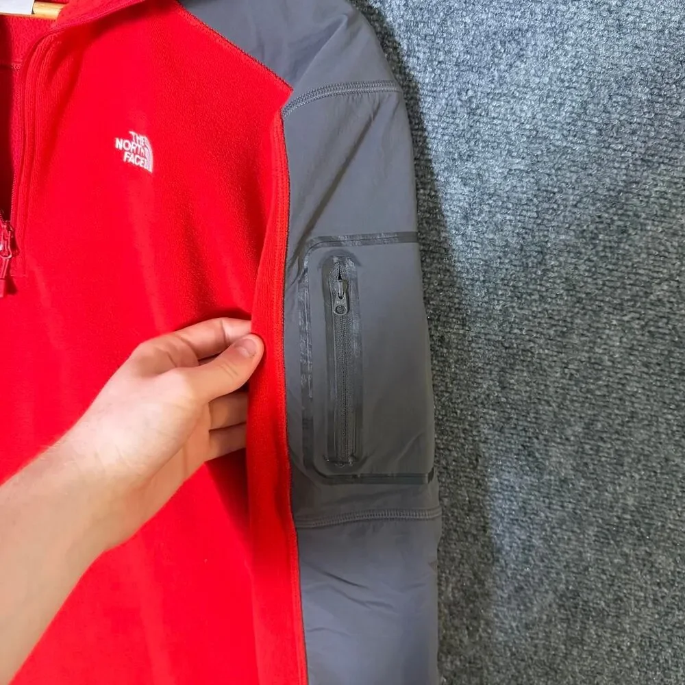 The North Face Polartec Classic Fleece 1/4 Zip Pullover Mens Large Red Zip Pocke